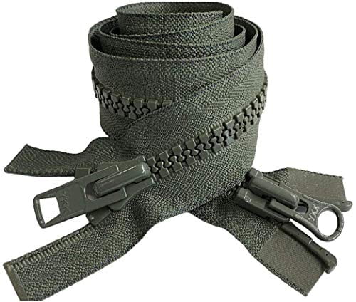 #10 Vislon Molded Separating Two-Way YKK Heavy Duty Jacket Zipper - Choose Your Length & Color - 1 Zipper Per Pack - Made in The United States (Olive Green - 567, 36" Inches)