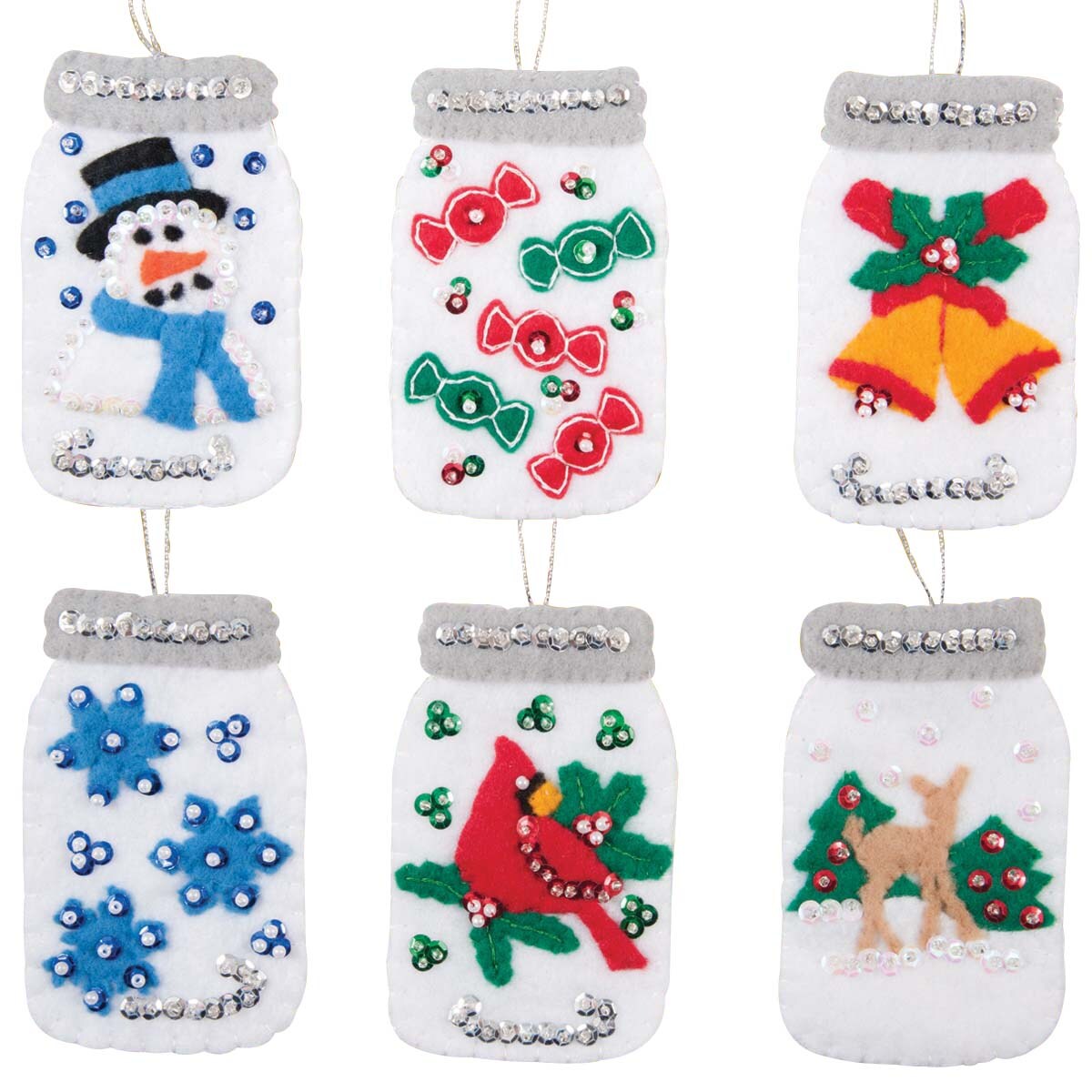 Felt Street Christmas Mason Jars II Ornaments Felt & Sequin Kit