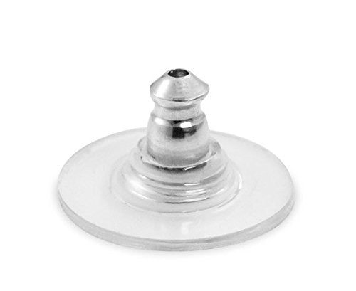 JewelrySupply Friction Earring Backs with 11mm Plastic Disc Surgical Stainless Steel (Wholesale Package of 100)