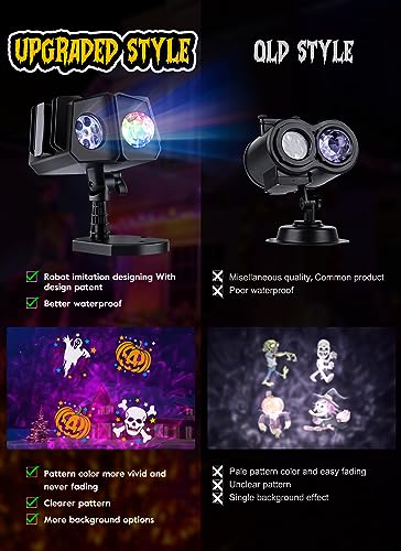 Halloween Christmas Projector Lights Outdoor 26 HD Effects (3D Ocean Wave + Patterns) Waterproof with Timer Landscape Lights for Indoor Holiday Christmas Night Disco Party, RGB + Multicolor