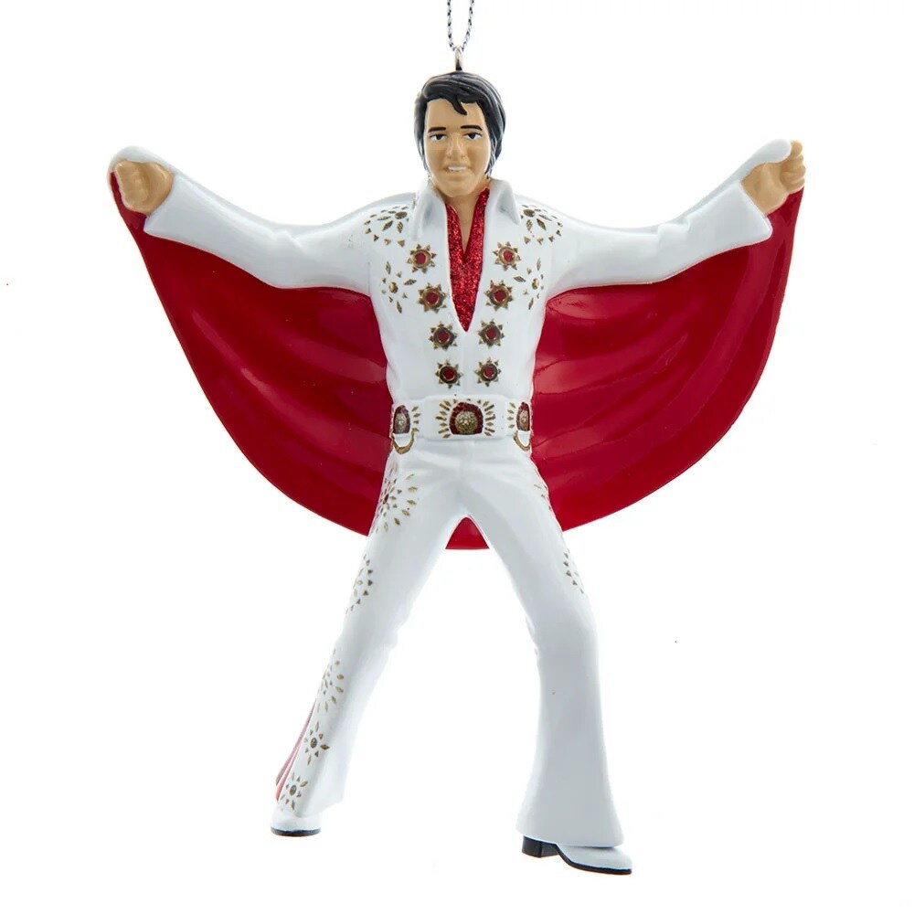 KSA Pack of 24 White and Red Elvis Presley Christmas Ornaments 4.75&#x22;