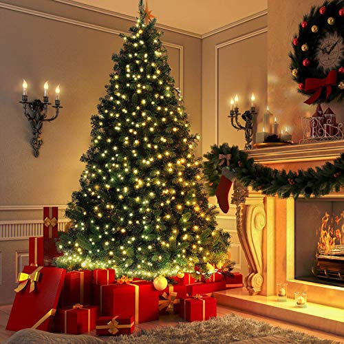 168FT 600 LED Christmas Lights Outdoor Waterproof 8 Modes Indoor Christmas String Lights Warm White Christmas Tree Lights Plug in for Room Bedroom Wedding Party Holiday Decorations.