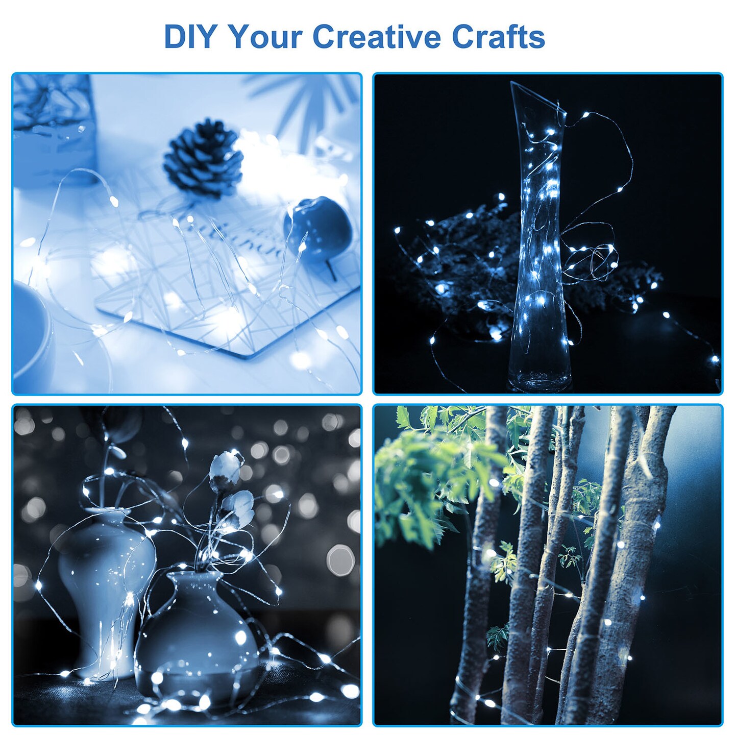 6 Pack DIY LED String Lights 6.56ft 20 LEDs Decor - Starry Fairy Lights
