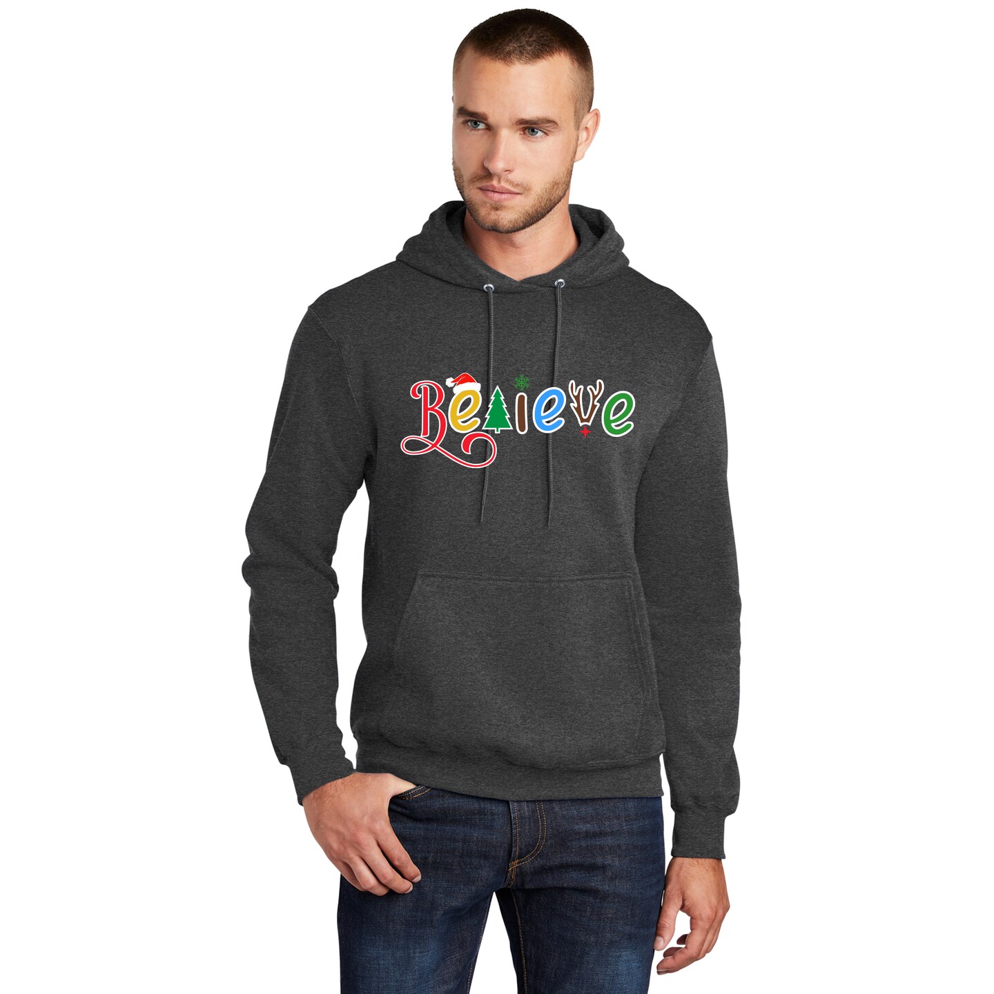 Premium Christmas Believe Fleece Pullover Hoodie For Men’s| Sweatshirt ...