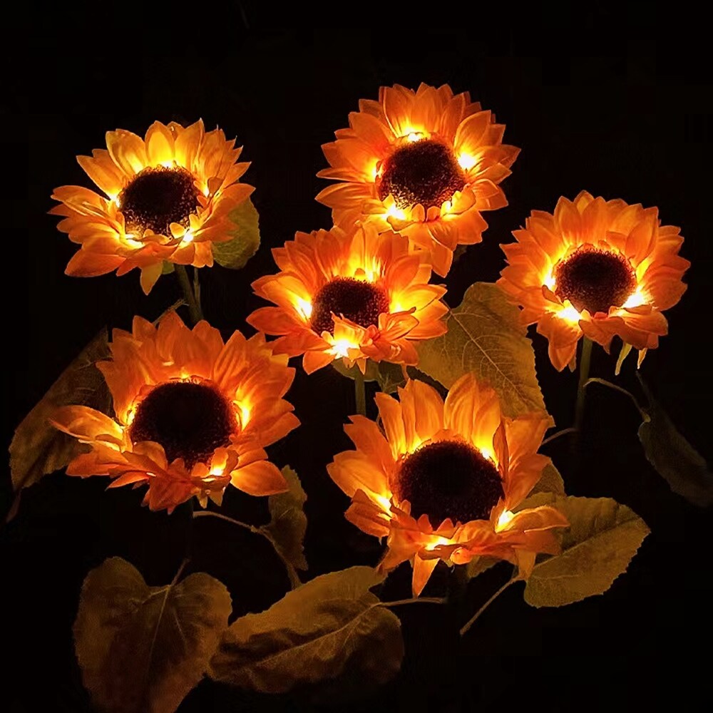2 Pcs Solar Flowers LED Light Outdoor Garden Yard Stake Solar Flower Lights