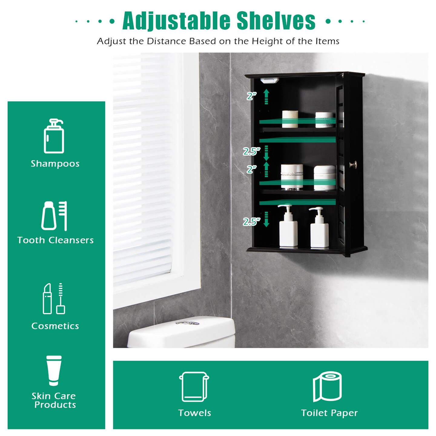 Wall Mount Medicine Cabinet Multifunction Storage Organizer