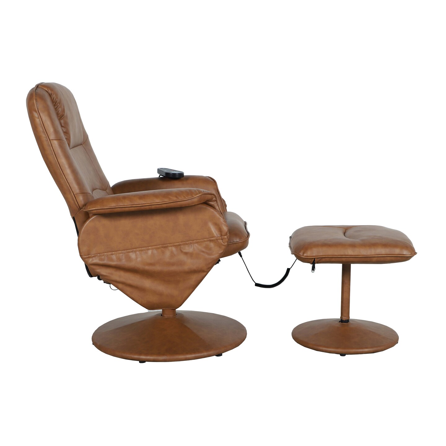 Emma and Oliver Massaging Multi-Position Recliner with Deep Side Pockets and Ottoman with Wrapped Base