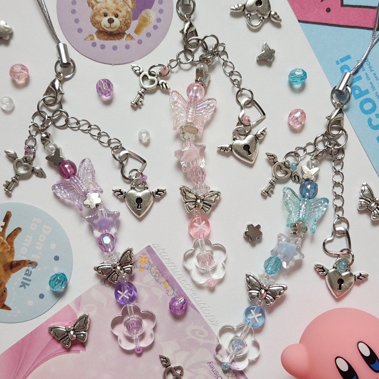 Sweet Key Phone Strap ~ Beaded Keychain Phone Charm Y2k Aesthetic Cute Girly Kawaii product 5
