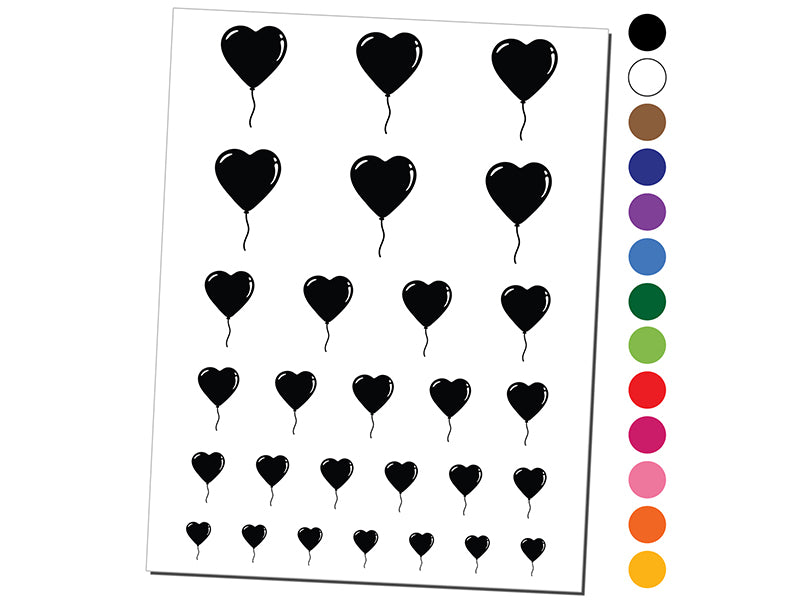 Heart Balloon Valentine&#x27;s Day Temporary Tattoo Water Resistant Fake Body Art Set Collection