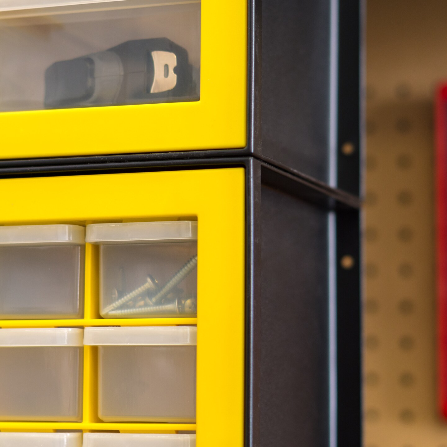 IRIS USA Hardware and Craft Parts Cabinet, 5 Sizes, Black/Yellow