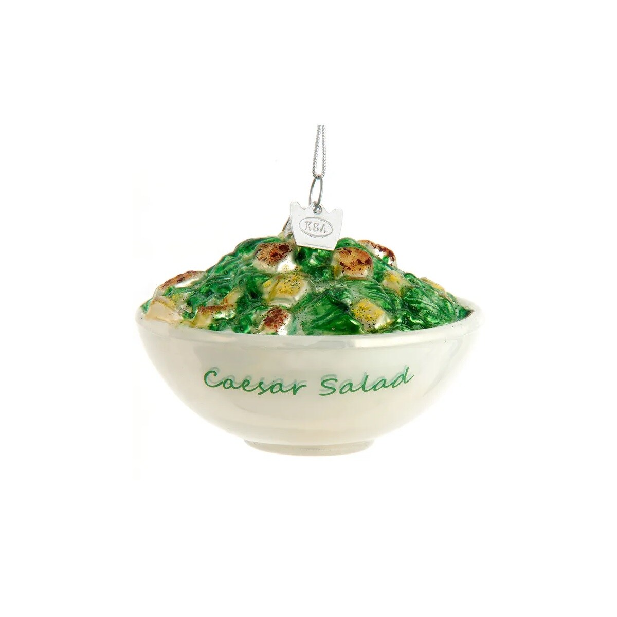 KSA Set of 8 Caesar Salad Bowl Glass Christmas Ornaments 3.75&#x22;