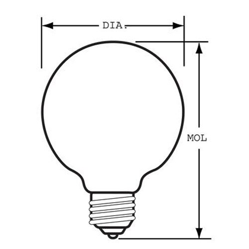 GE 40w 120V G25 Globe 410Lm 2600k Incandescent Bulb