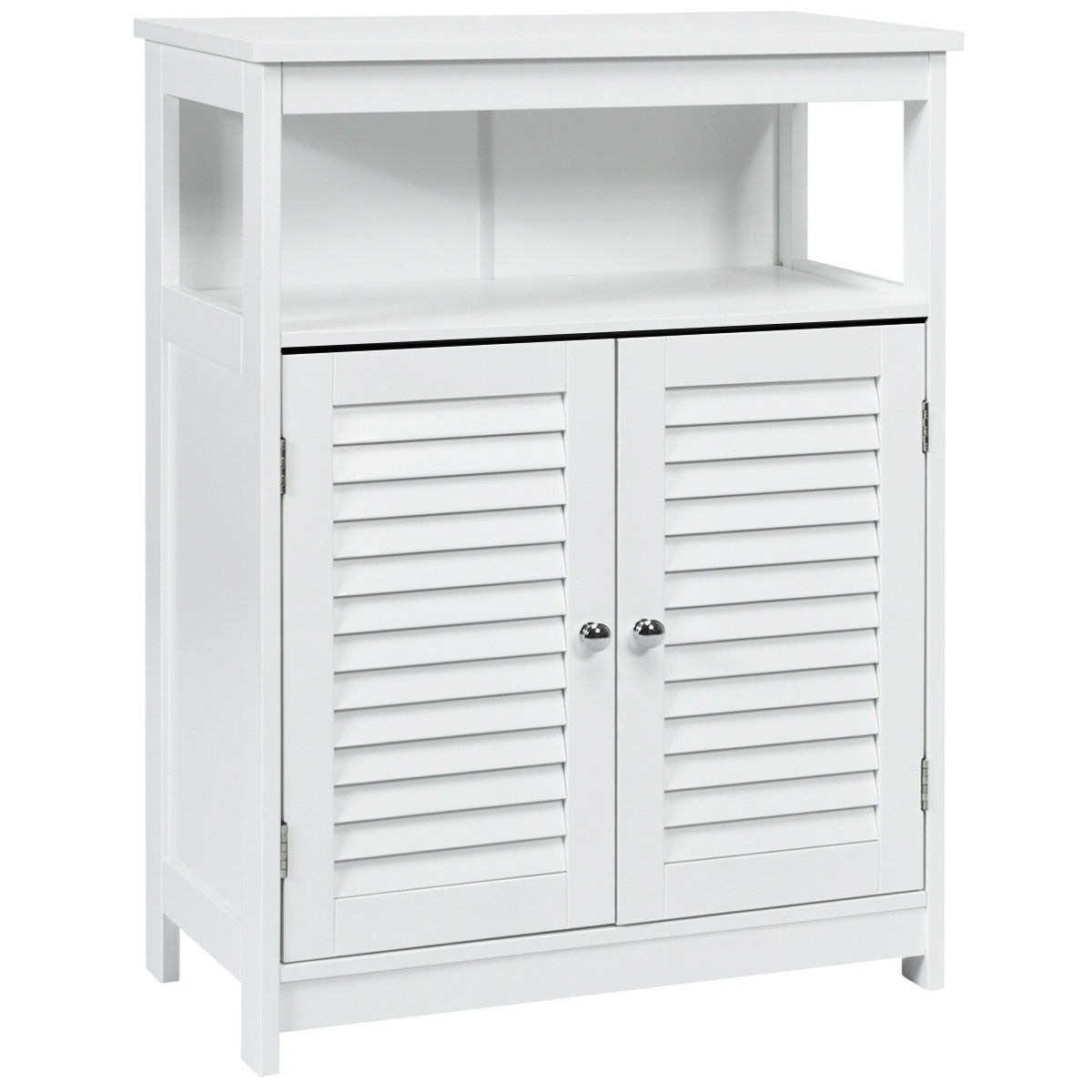 MDF Bathroom Storage Cabinet with Shutter Doors and Adjustable Shelves