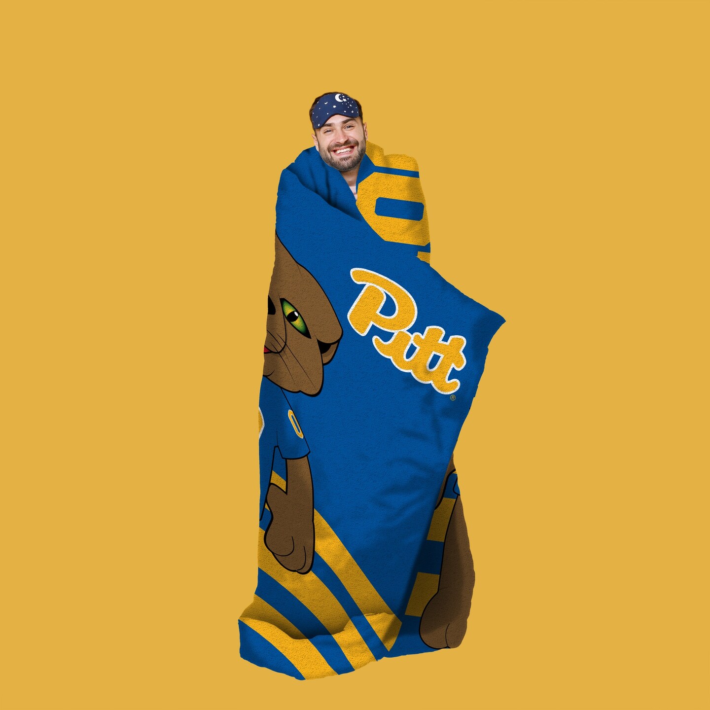 Sleep Squad Pittsburgh Panthers Mascot 60” x 80” Raschel Plush College Blanket