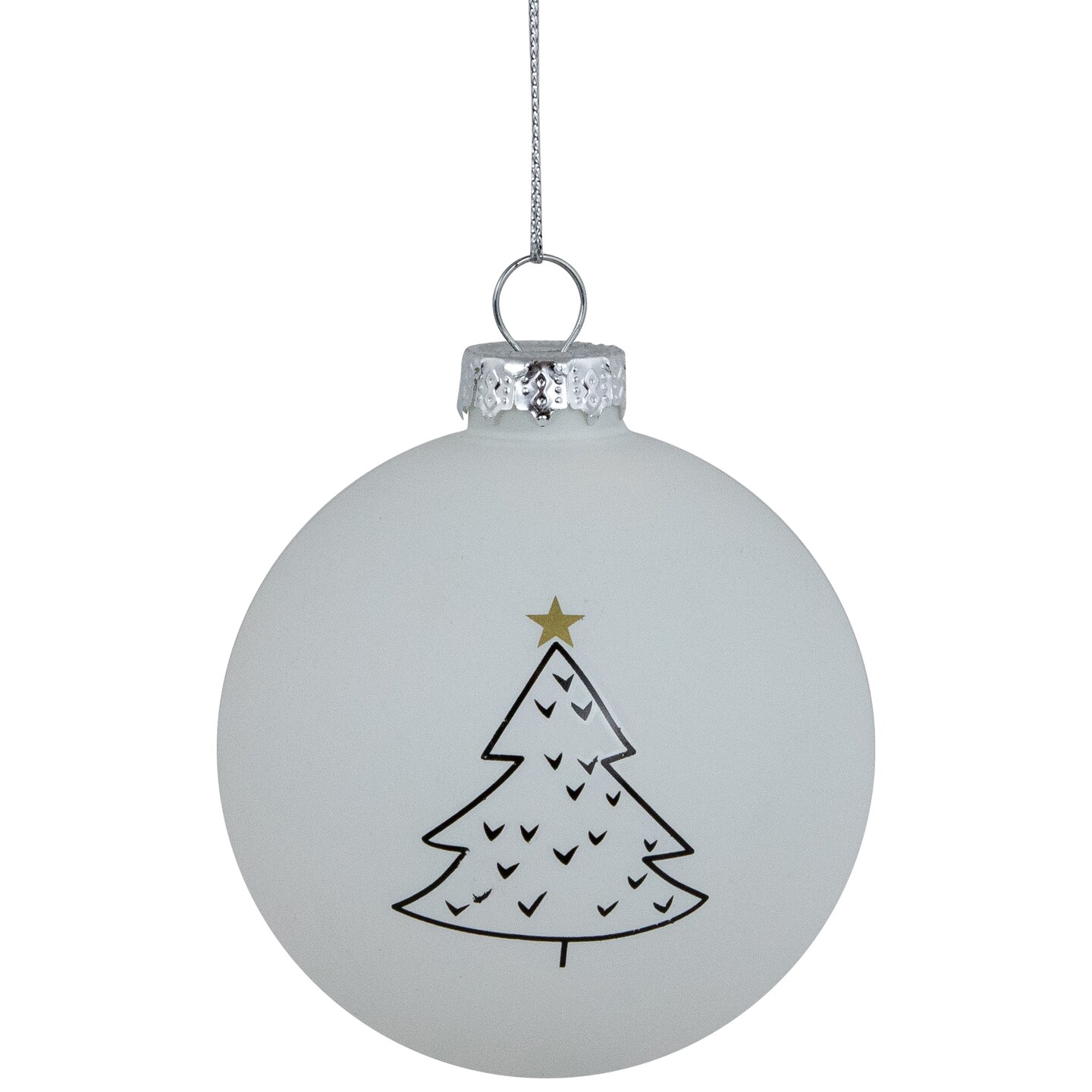 Northlight Matte Christmas Tree Glass Ball Ornaments - 3" - White - 4ct