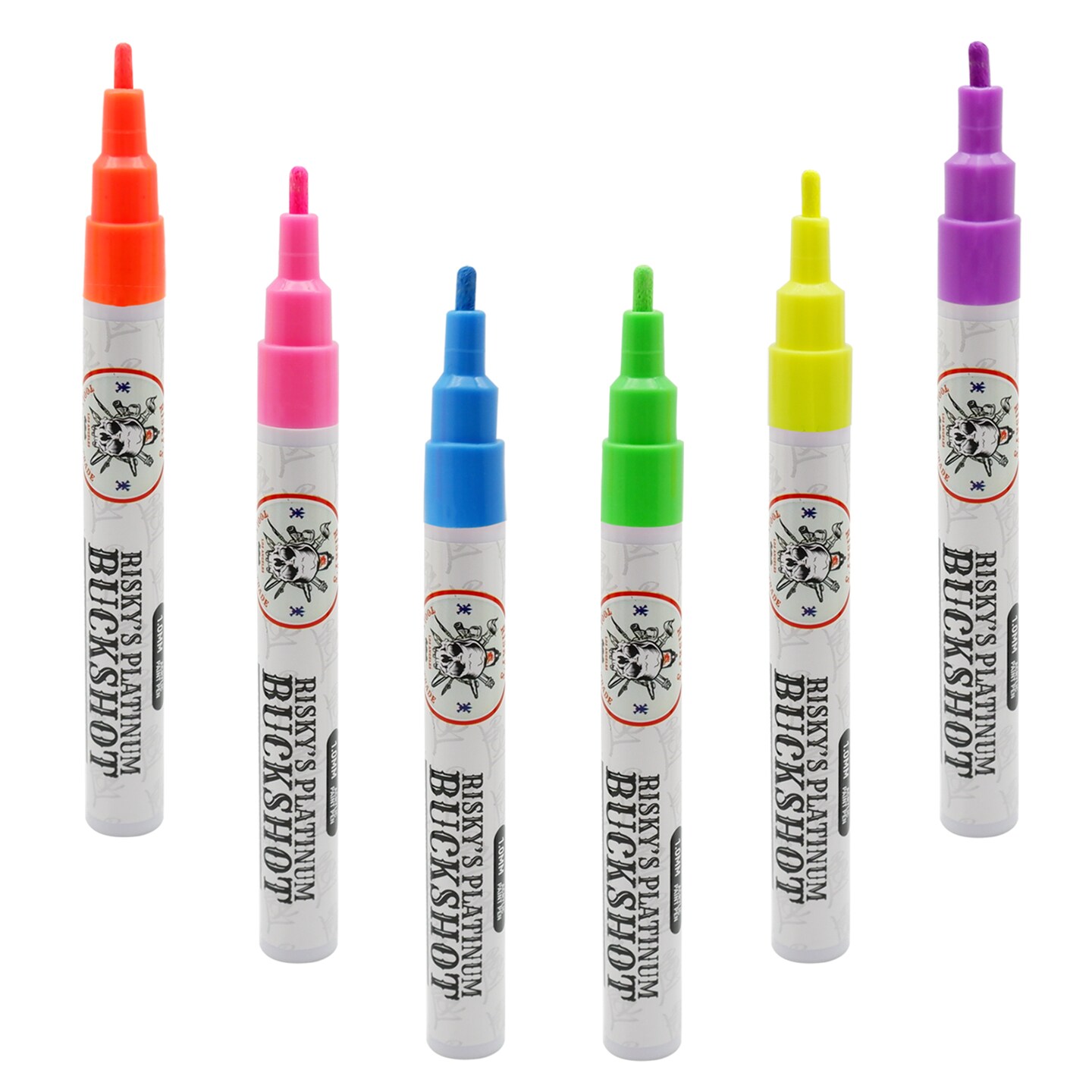 Risky&#x27;s Tools of the Trade Platinum Buckshot 1mm 6 Pack of Fluorescents for Graffiti or Fine Art