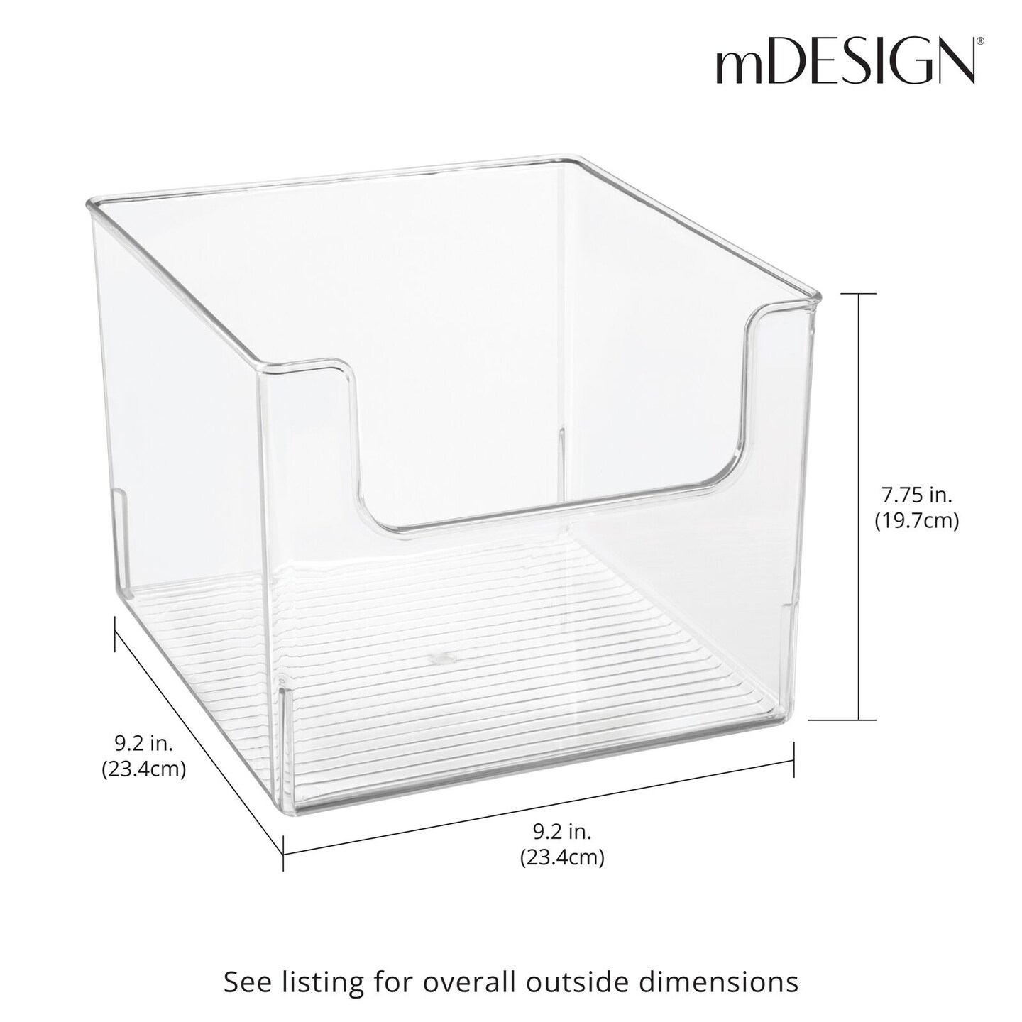 mDesign Open Front Plastic Storage Bin for Cube Furniture, 12 W, 4 Pack -  Clear