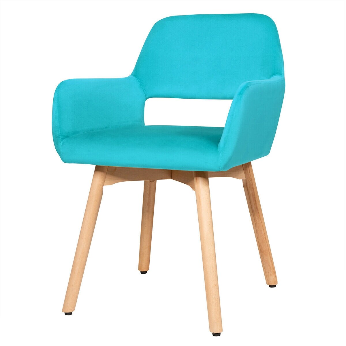 Set of 2 Modern Accent Armchairs with Ergonomic Backrests and Solid Wood Legs