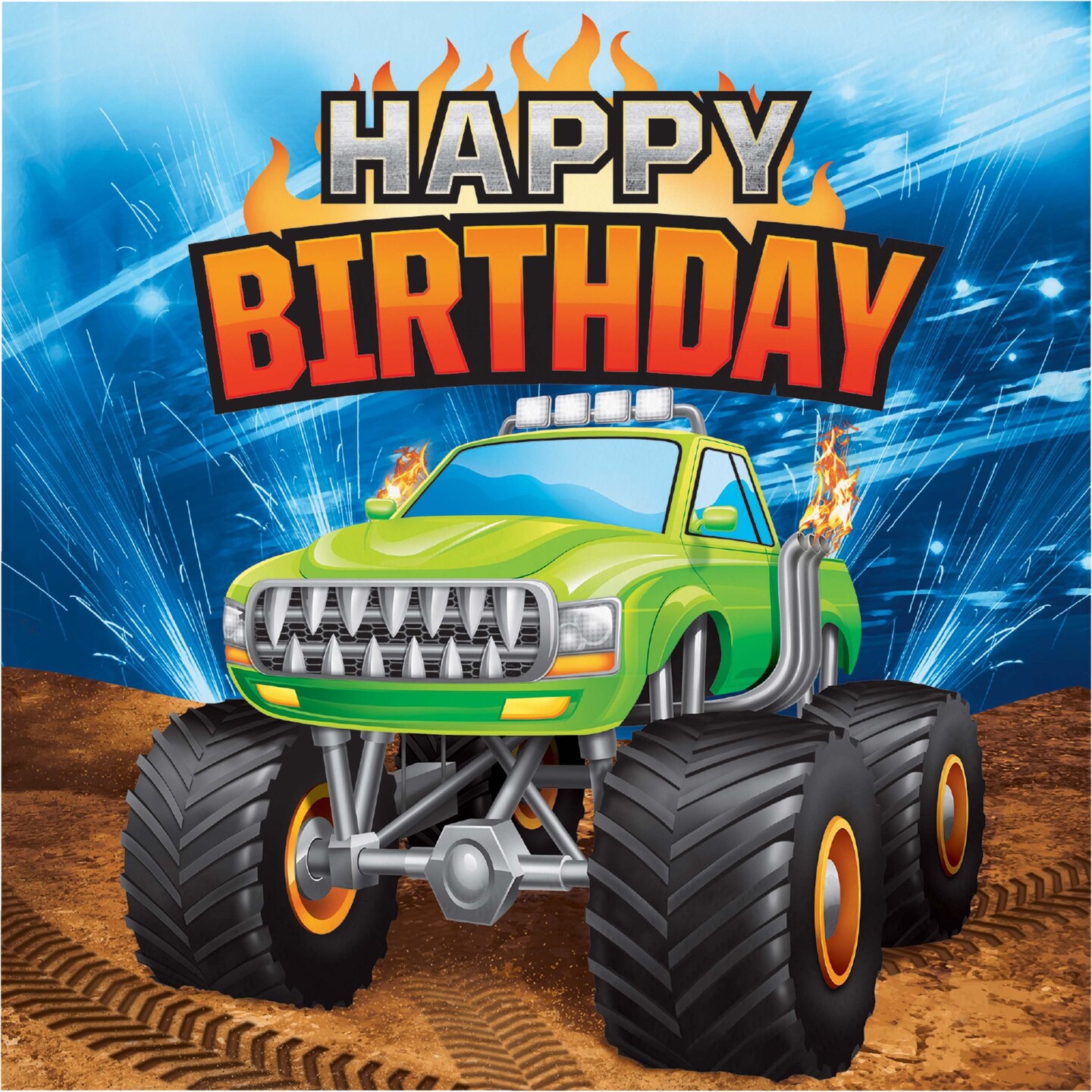 Monster Truck Rally Monster Truck Happy Birthday Napkins - 16ct