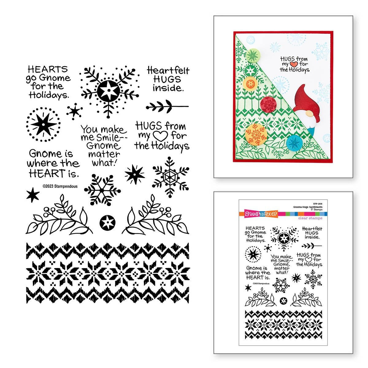 Stampendous Clear Stamp Set-Gnome Hugs Sentiments