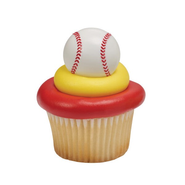 3D Baseball Cupcake Rings, 12ct