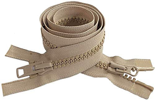 #10 Vislon Molded Separating Two-Way YKK Heavy Duty Jacket Zipper - Choose Your Length &#x26; Color - 1 Zipper Per Pack - Made in The United States (Beige - 573, 36&#x22; Inches)