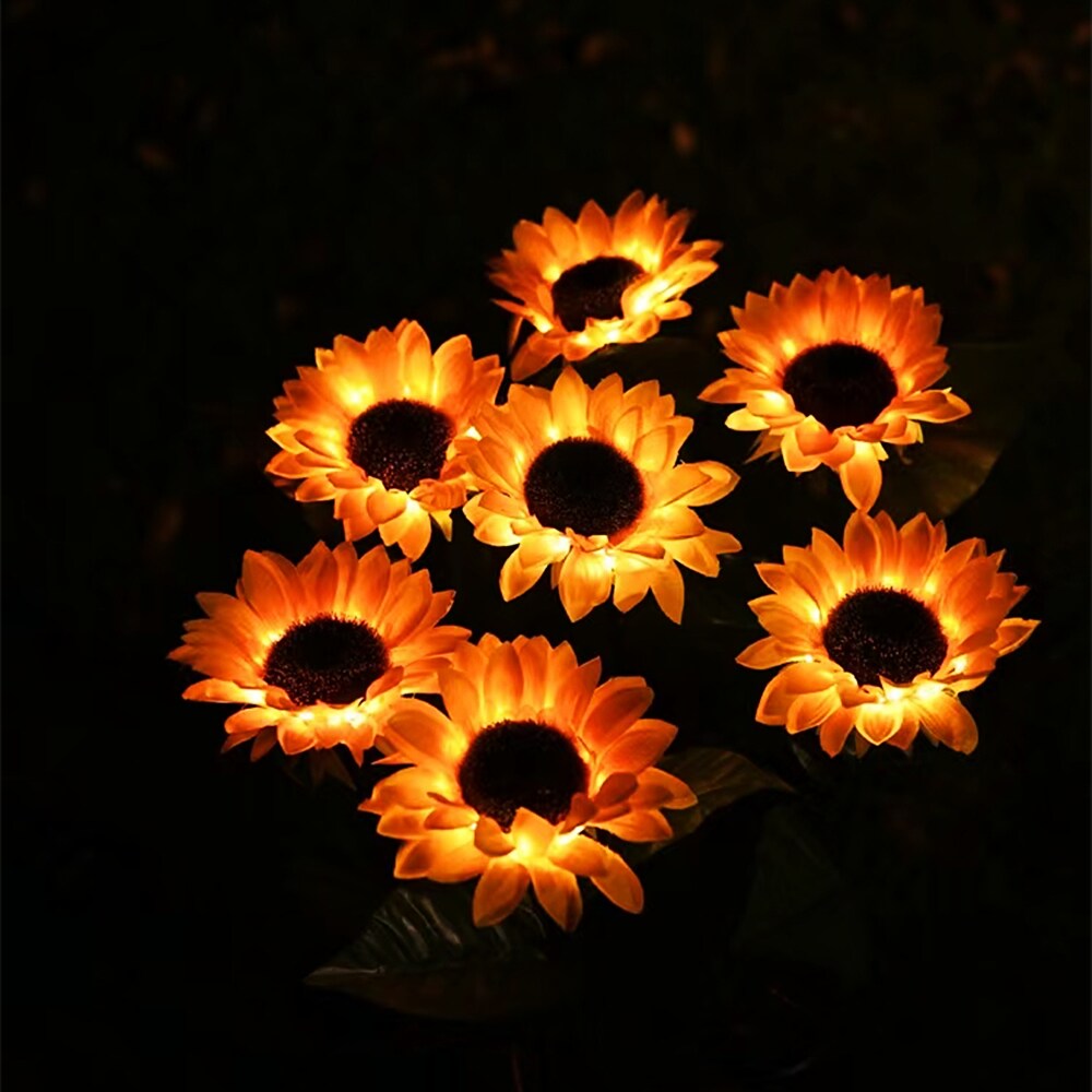 2 Pcs Solar Flowers LED Light Outdoor Garden Yard Stake Solar Flower Lights
