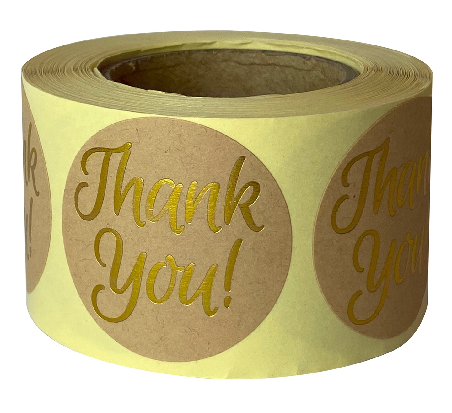 Great Papers! Seals, Self-Adhesive, Gold Foil Thank You on Kraft, 1.57&#x22; Diameter, 250 Seals/Roll