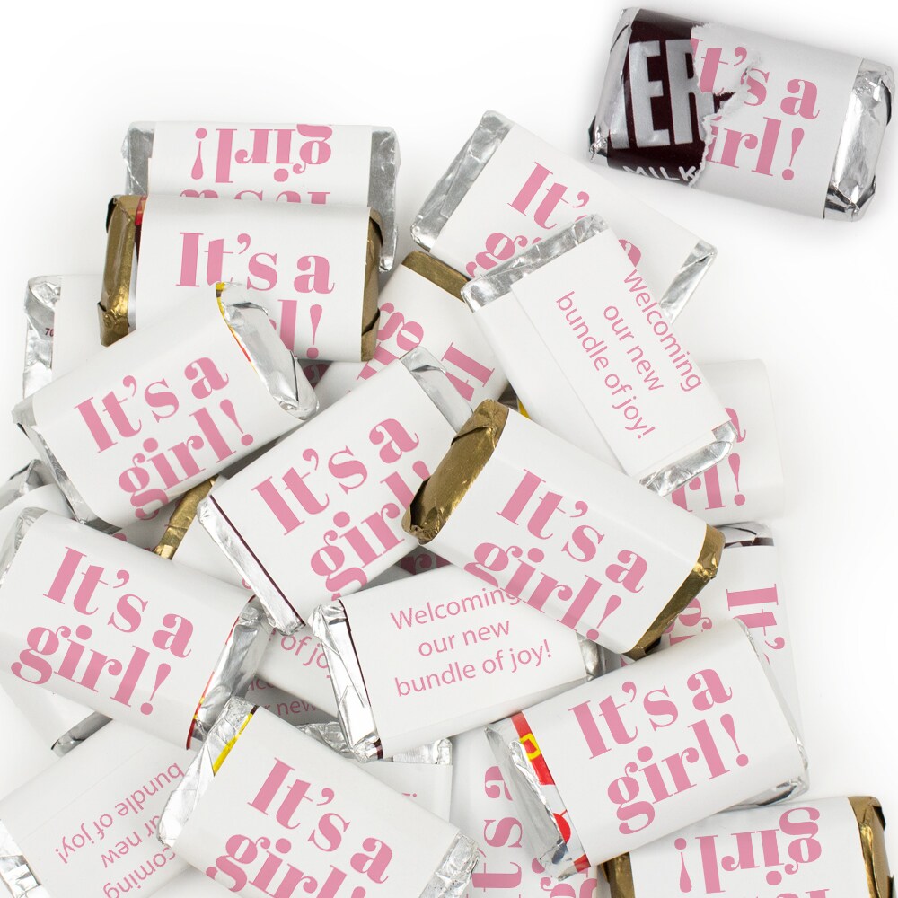 It&#x27;s a Girl Baby Shower Candy Party Favors Hershey&#x27;s Miniatures Chocolate