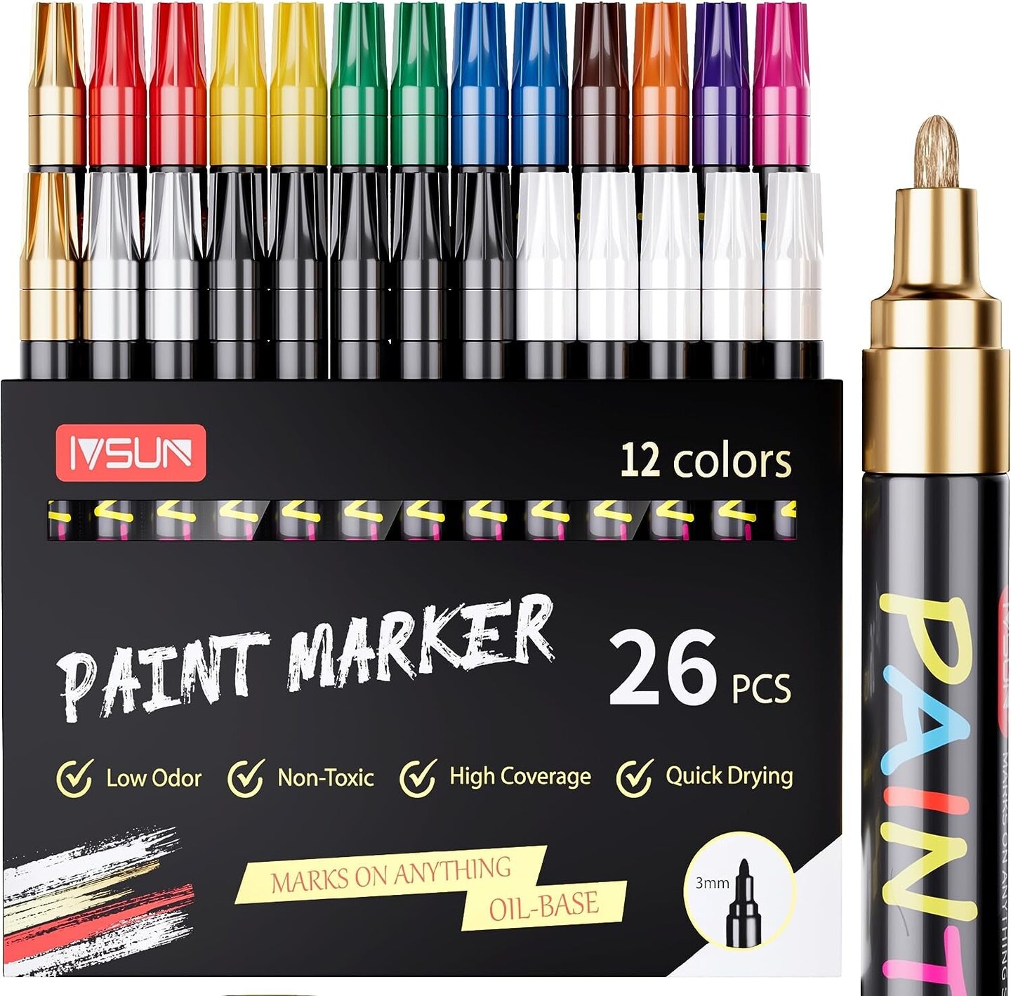 Paint Pens Paint Markers Never Fade Quick Dry and Permanent,12