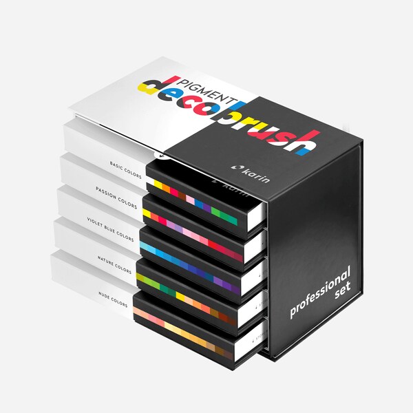 PIGMENT decobrush PROFESSIONAL Set 60 pcs. (Basic, Passion, Violet-Blue, Nature, Nude)