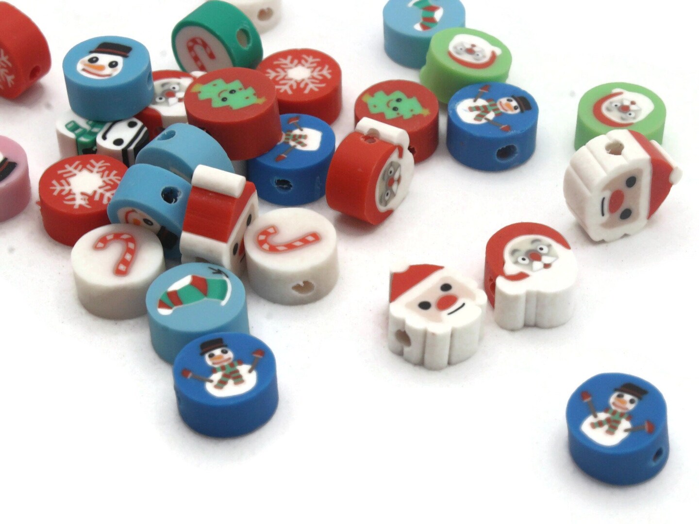 30 Assorted Christmas Holiday Polymer Clay Beads