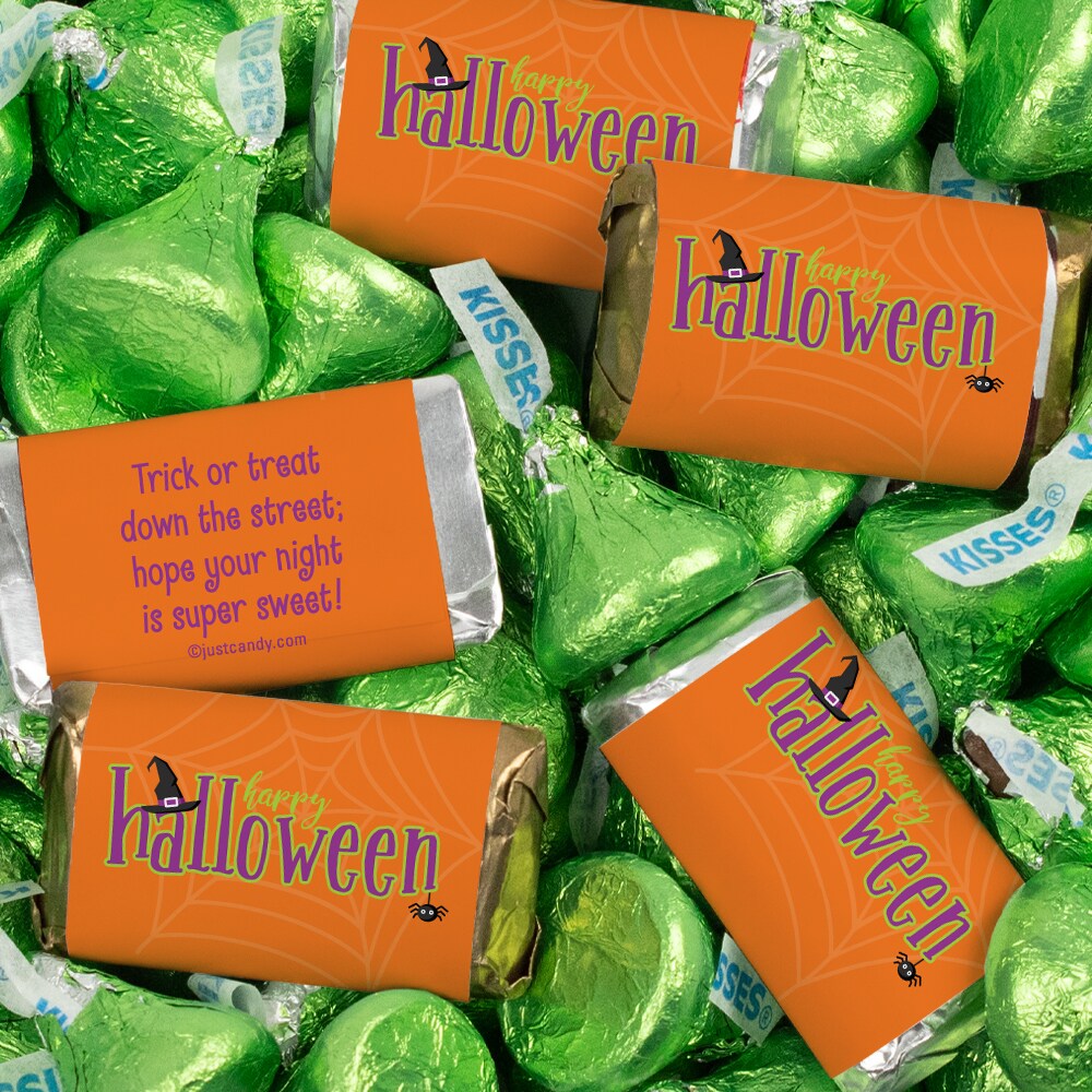 131 Pcs Halloween Candy Party Favors Hershey&#x27;s Miniatures &#x26; Kisses - Green Spirit