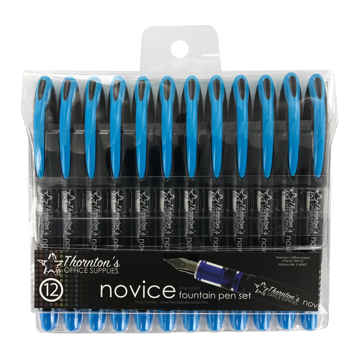 Thornton&#x27;s Office Supplies Novice Disposable Fountain Pens, Pack of 12