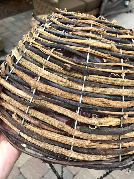 14&#x22; RUSTIC WICKER WOOD Hanging Woven Basket