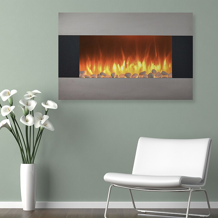 Northwest 36 Inch Stainless Steel Electric Fireplace Wall Mount Floor Stand