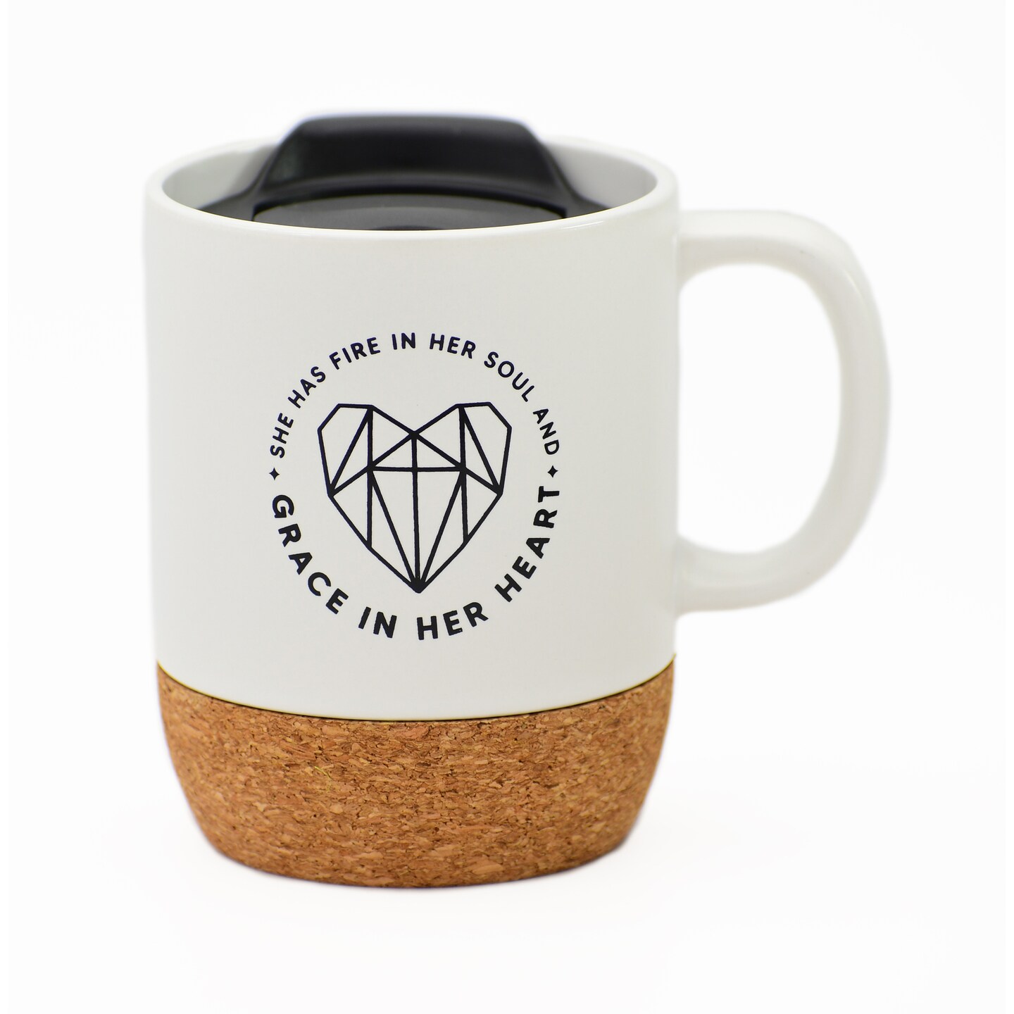 Dexsa She Has Fire In Her Soul Designer Cork Bottom Mug with Lid - 14 oz