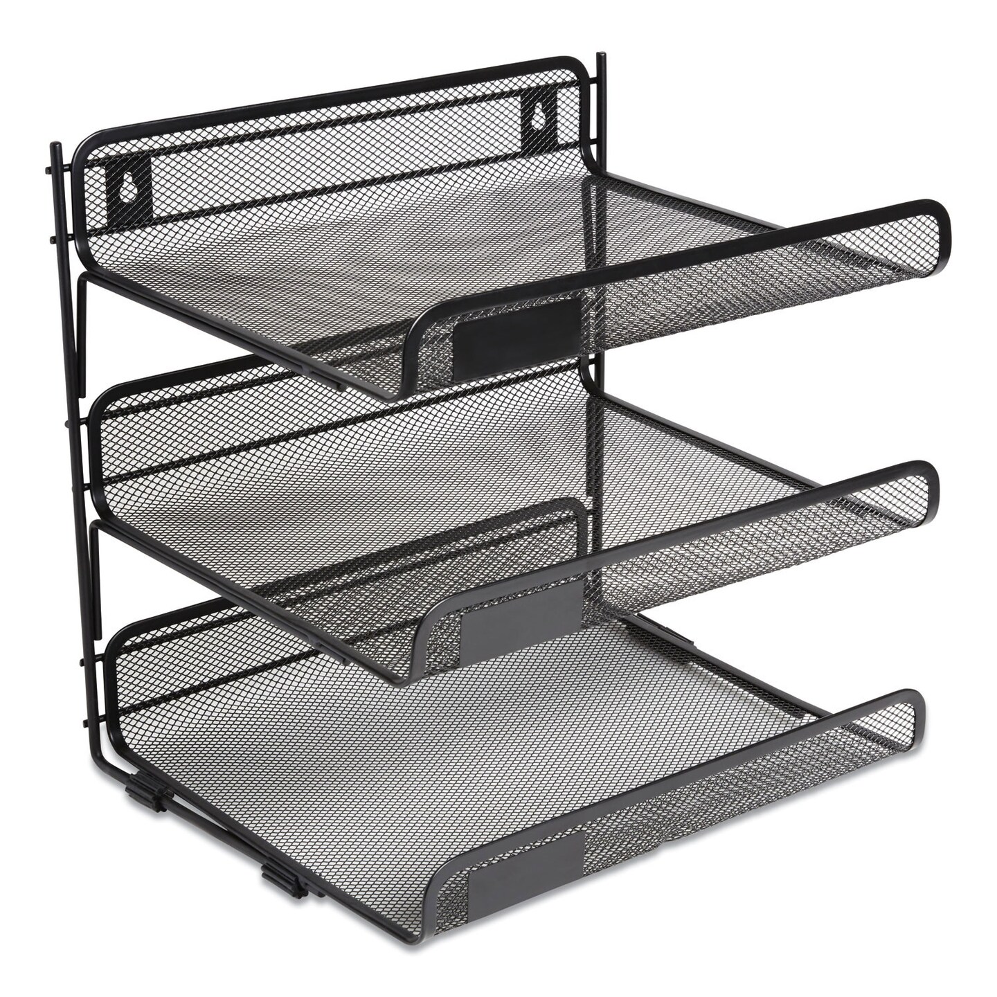 TRU RED™ Side-Load Open Design Wire Mesh Horizontal Document Organizer, 3 Sections, Letter-Size, 13.78 x 11.22 x 13.38, Matte Black