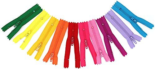 #3 YKK Skirt &#x26; Dress Zipper Assortment - Mix of Hot Seasonal Colors for Clothes, Crafts &#x26; Sewing Projects - Choose Your Length - Made in The United States (12 Zippers Per Pack) (5&#x22; Inches)