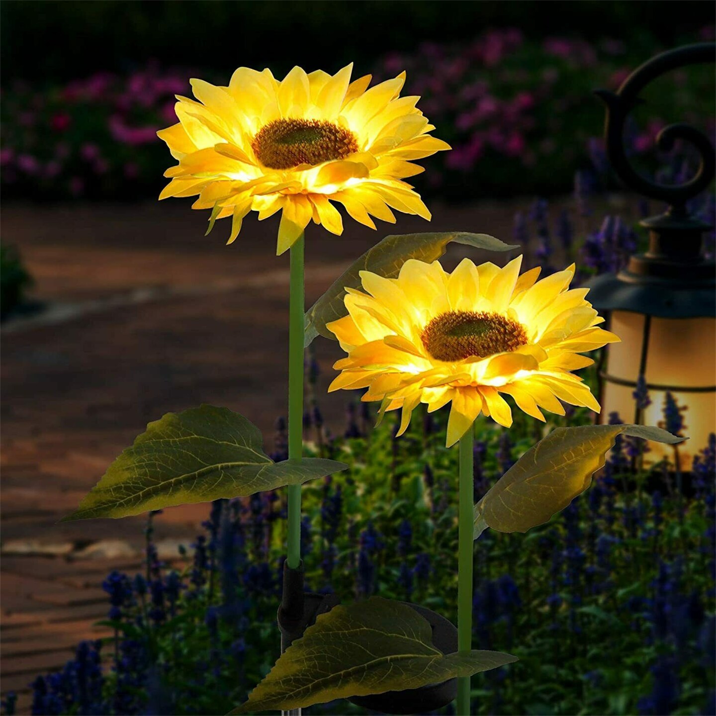2 Pcs Solar Flowers LED Light Outdoor Garden Yard Stake Solar Flower Lights