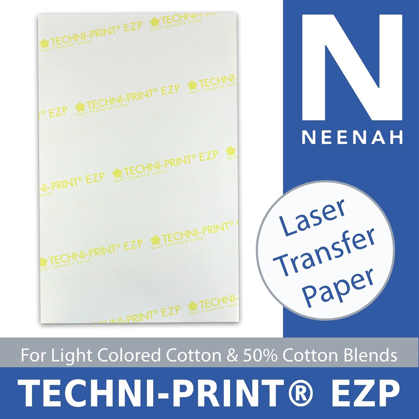 Laser HEAT TRANSFER PAPER Light Techni Print EZP 50 Sheets 8.5”x11” Made in  USA