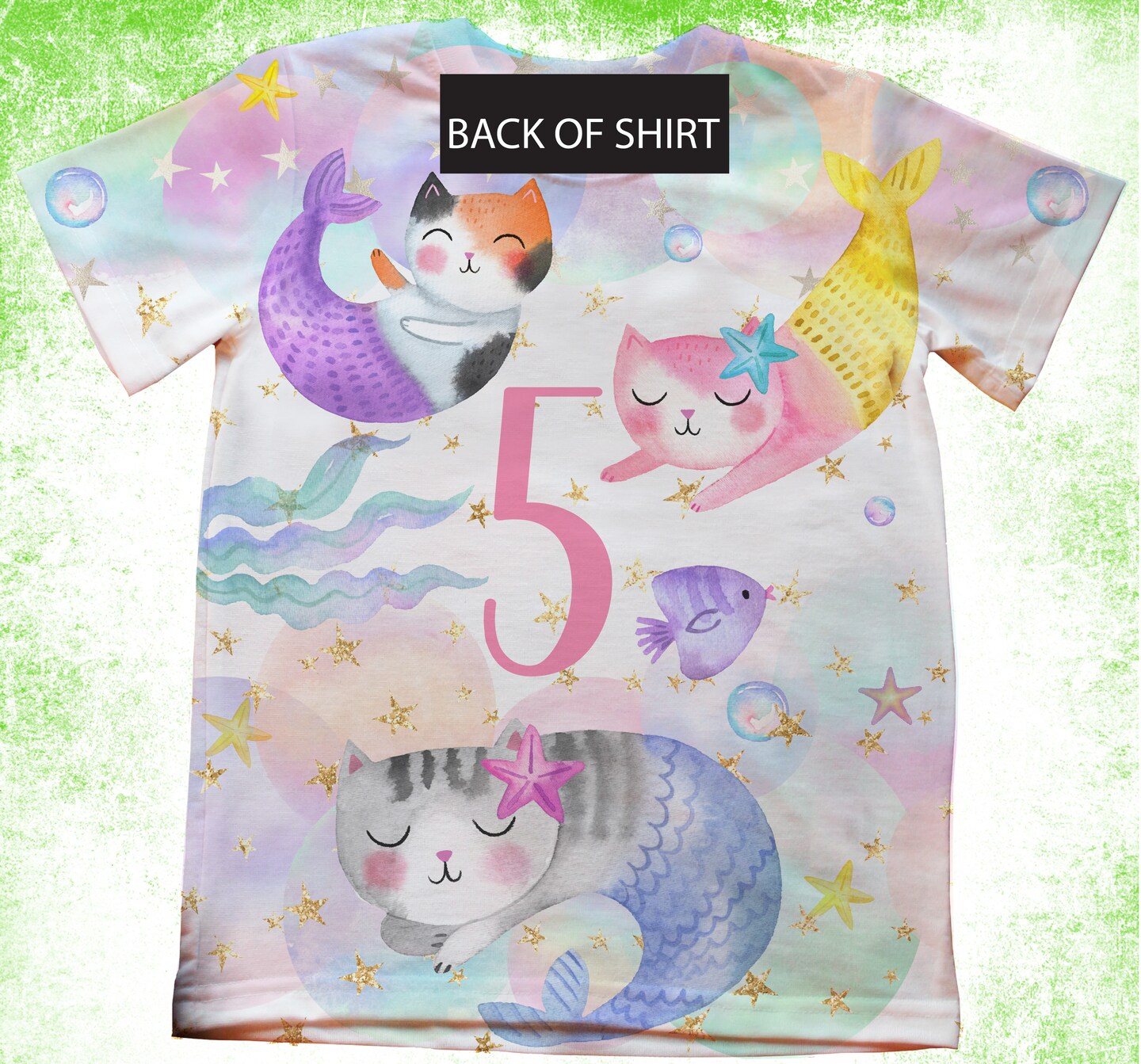 Purrmaid Girls Shirt,Personalized magical Cat Mermaid Party T