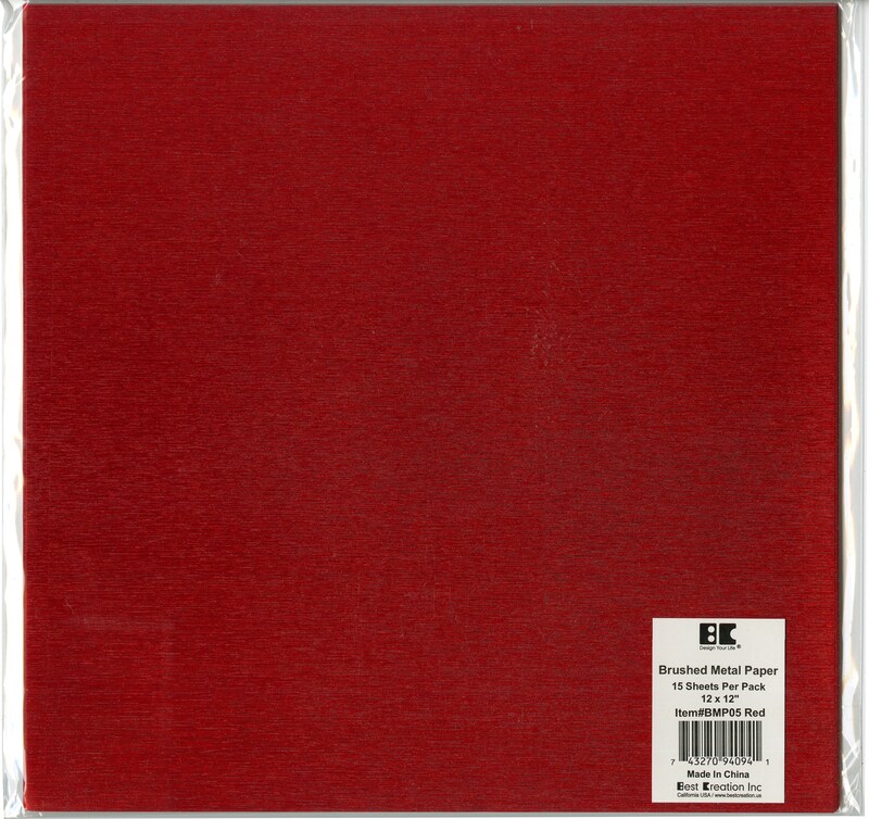 Red - Best Creation Brushed Metal Single-Sided Paper 12&#x22;X12&#x22;
