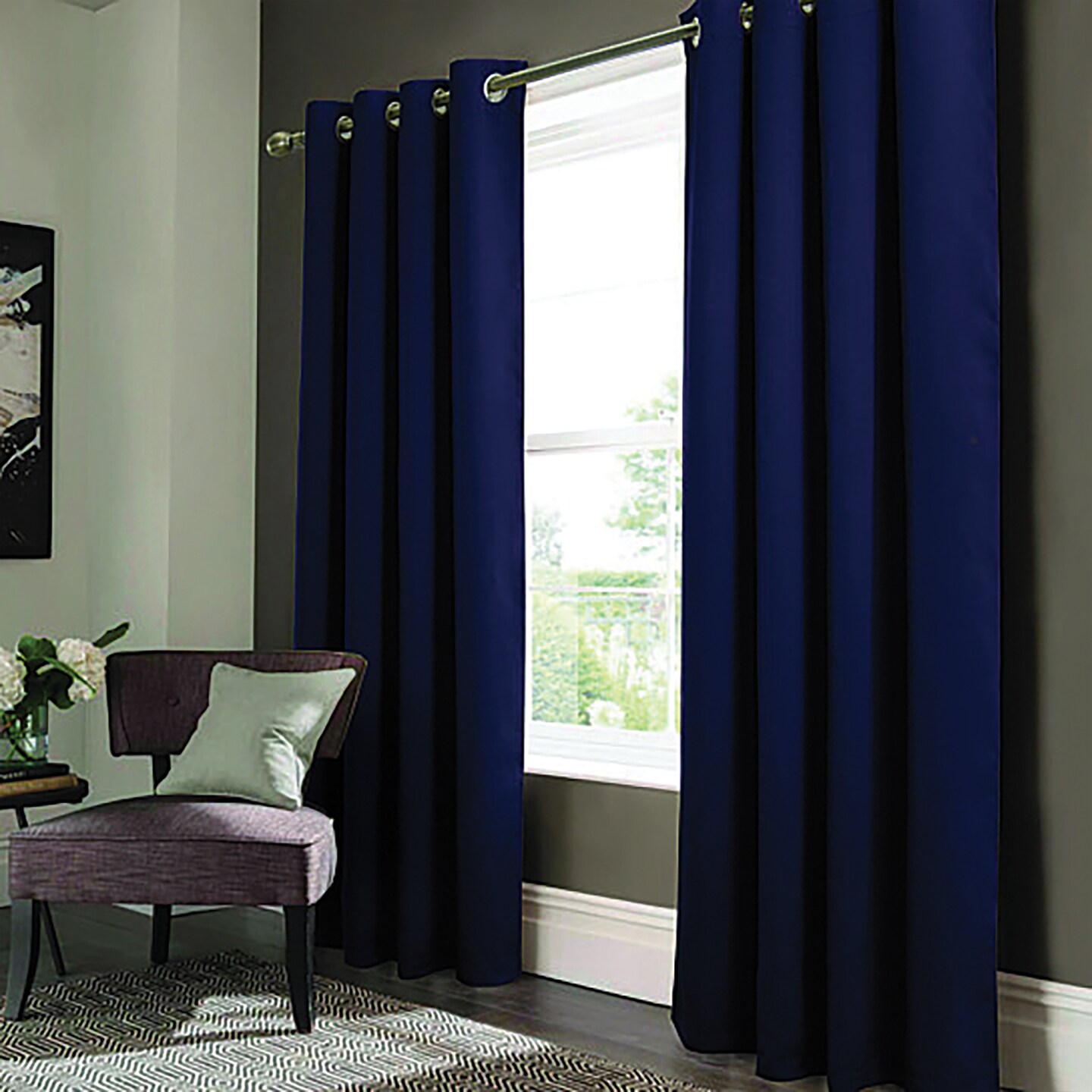 Anchorage Blackout Grommet Curtains 2-Panel 84 Inch Thermal Insulated Black