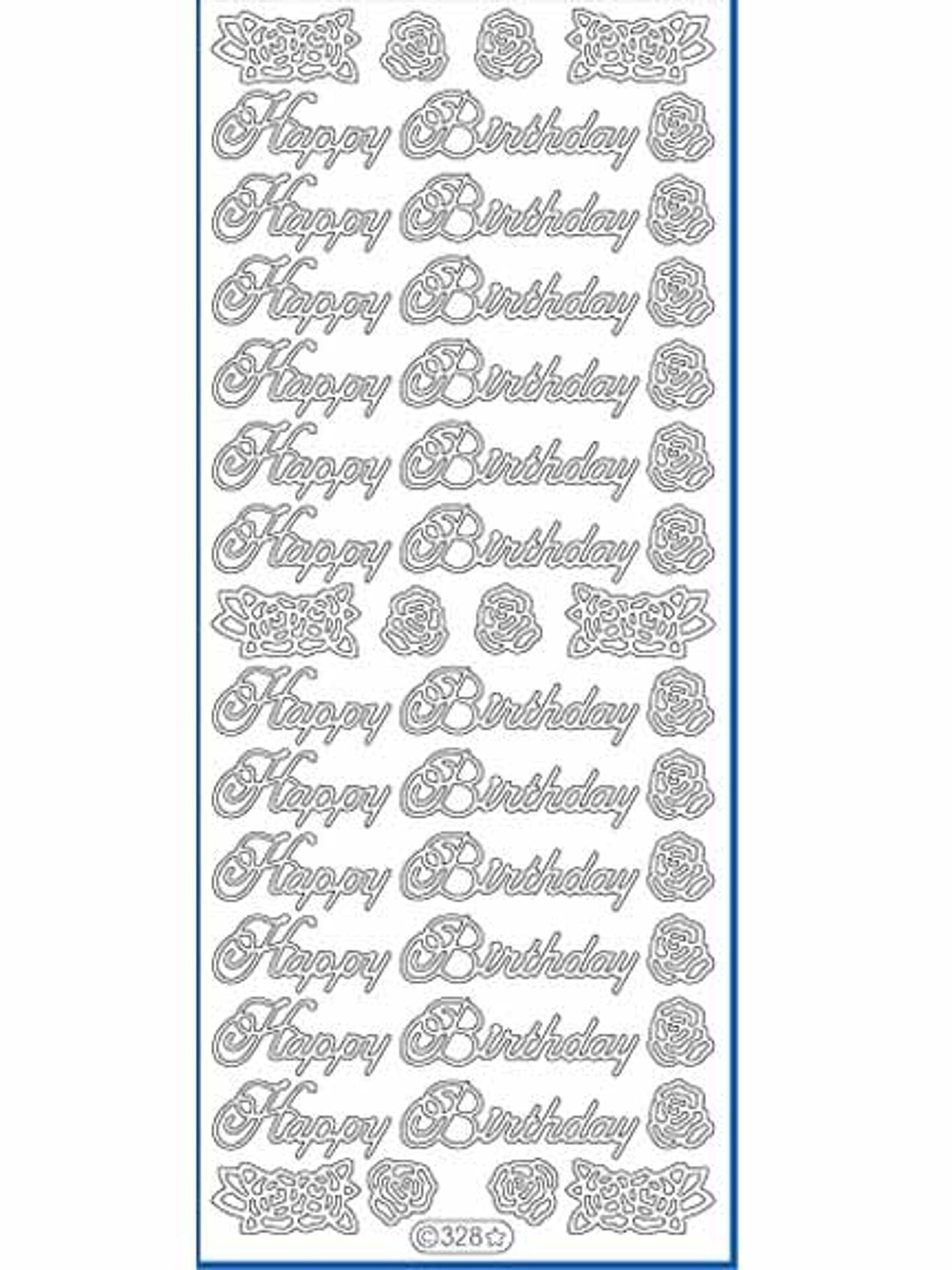 Starform Deco Stickers - Happy Birthday/Rose - Silver