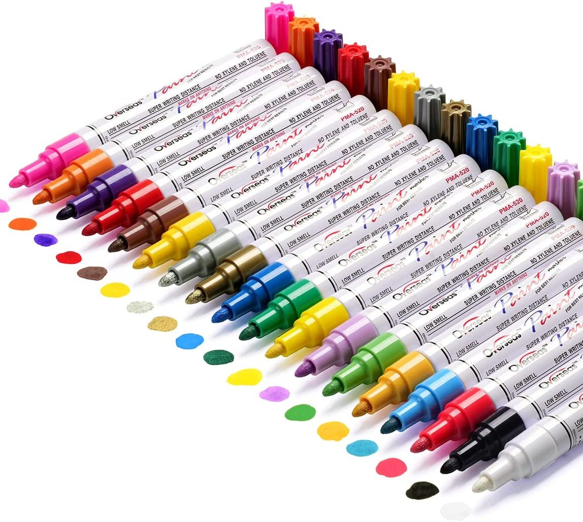  Paint Pens Paint Markers on Almost Anything Never Fade Quick  Dry and Permanent, Oil-Based Waterproof Paint Marker Pen Set for Rocks  Painting, Wood, Fabric, Plastic, Canvas, Glass, Mugs, DIY Craft 