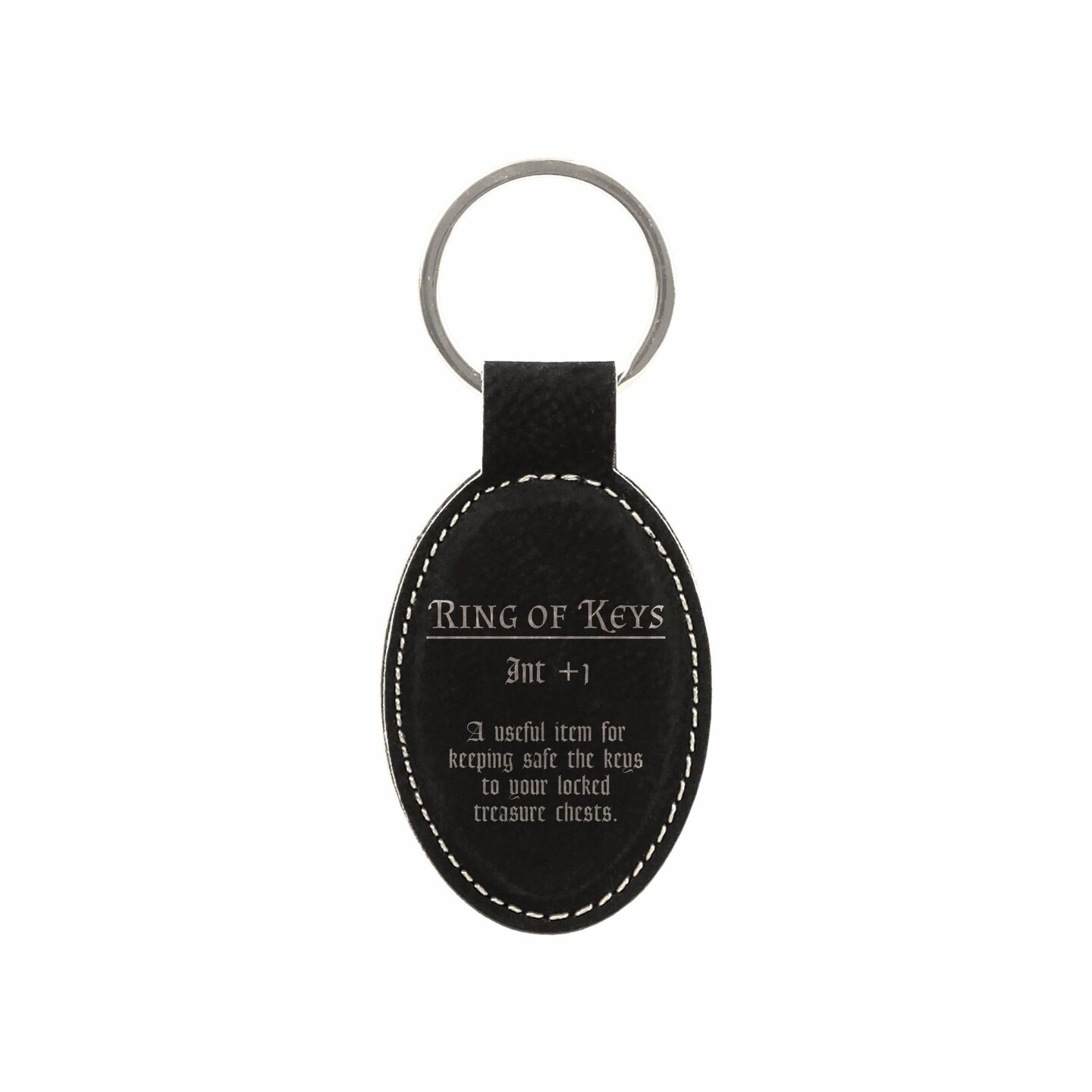 Dnd Keychain Ring of Keys Funny Item Description Dungeons Dragons Engraved  Leatherette Oval Key Tag Ring Gifts for Men Women (LKC-033)