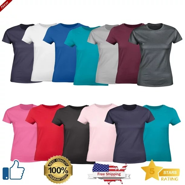 Multipack Women&#x27;s Crewneck Short Sleeve Jersey Tee