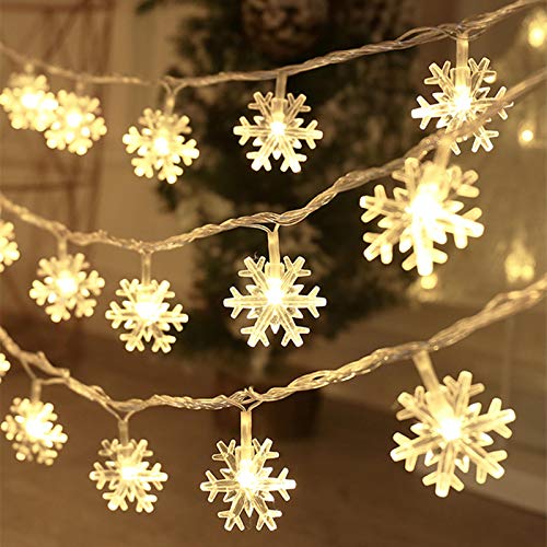 CESOF Christmas Lights, 20 Ft 40 LED Snowflake String Lights Battery  Operated Fairy Lights for Bedroom Room Party Home Xmas Decor Indoor Outdoor  Tree Decorations Warm White