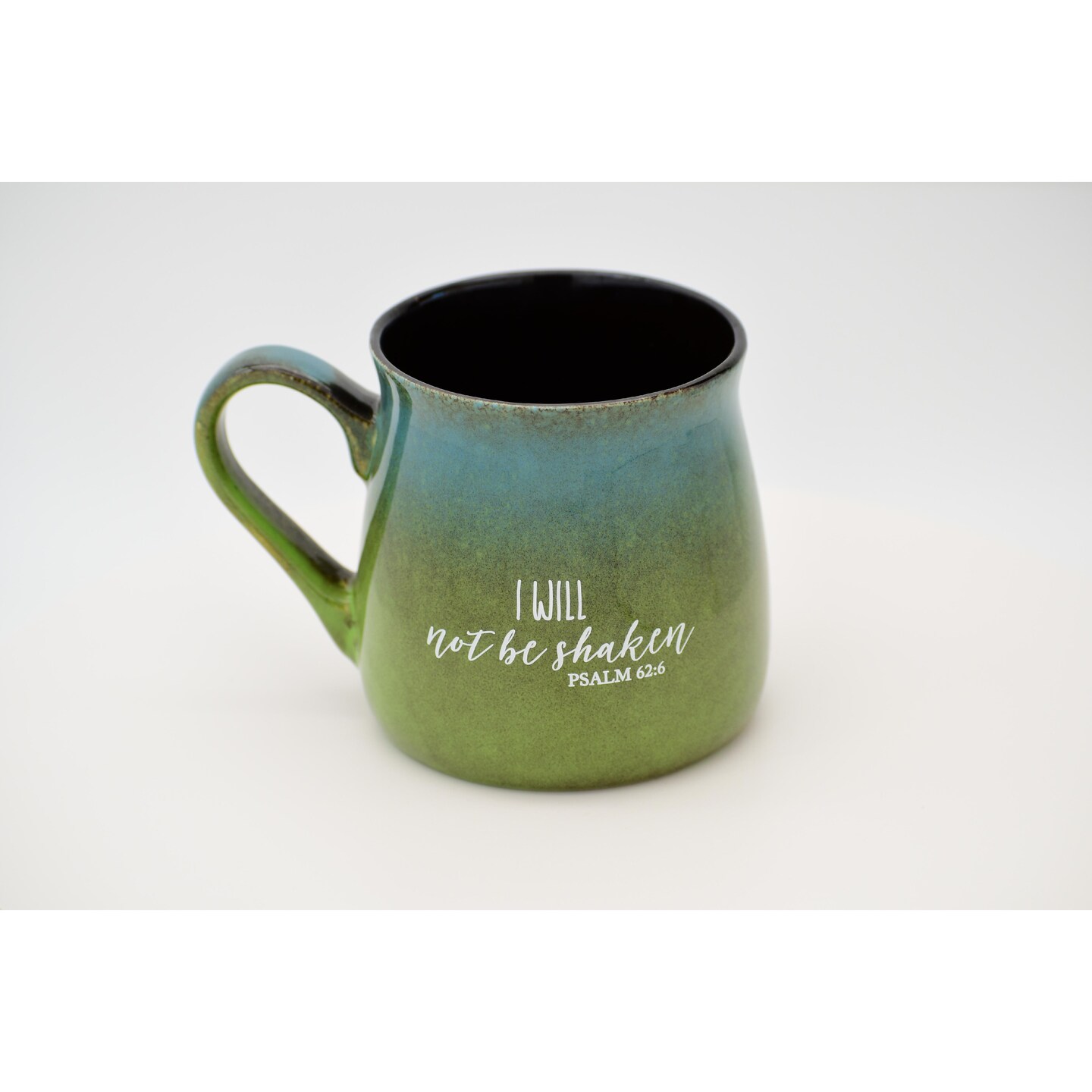 Dexsa Coffee Tea Soup Ceramic Mug | He alone is my rock and my salvation, my fortress where I will not be shaken Psalm 62:6 | 16 ounce Designer Mug with Inspiring Sentiment | Elegant Pottery Look